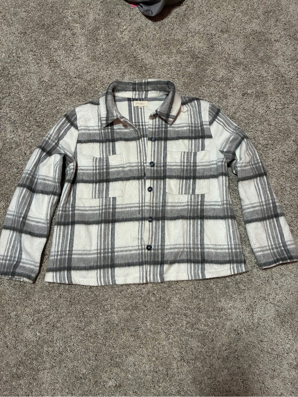 MELLODAY Gray & White Plaid Shacket